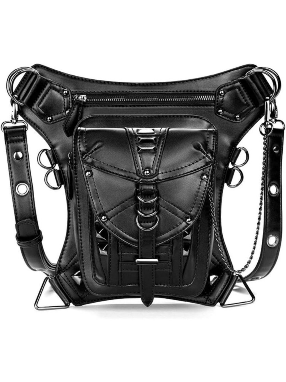 Gothic Steampunk Fanny Pack Waist Bag - Leather Crossbody Messenger Pouch for